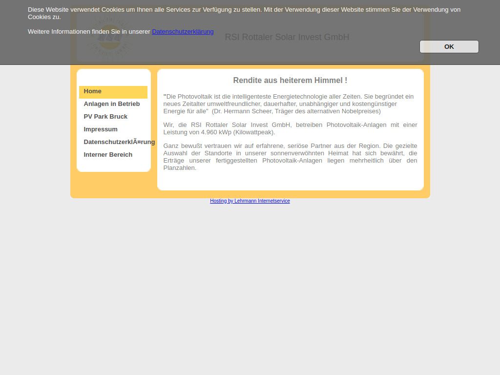 Website von RSI Rottaler Solar Invest GmbH