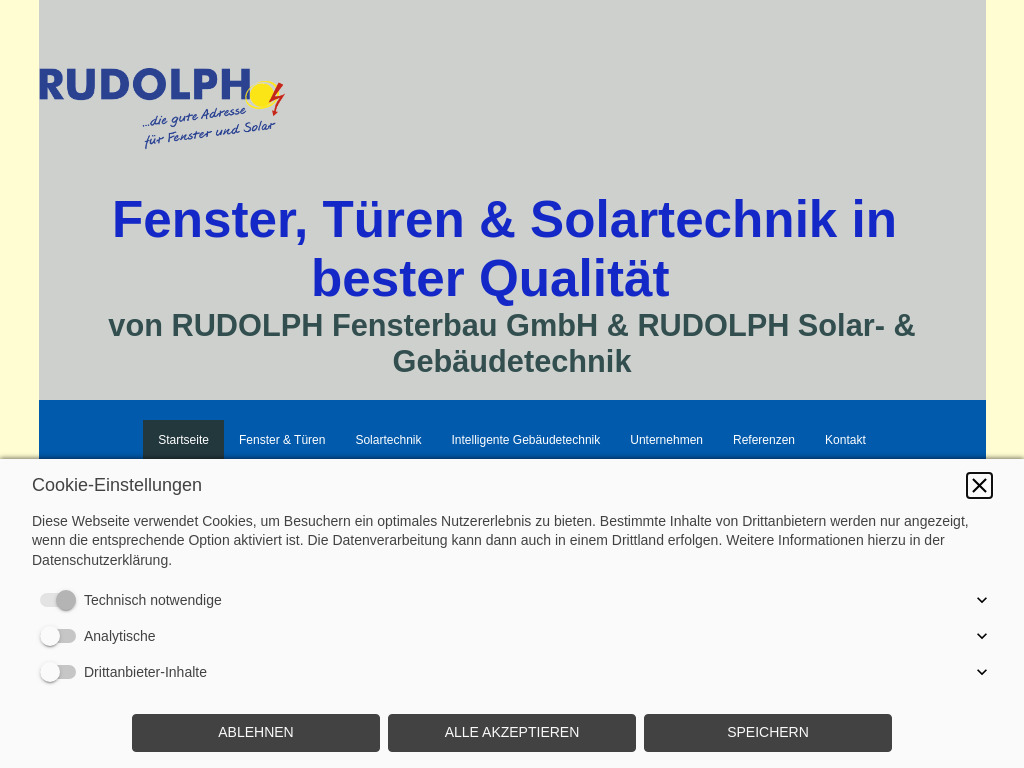 Website von Rudolph Fensterbau GmbH in Heilbad Heiligenstadt