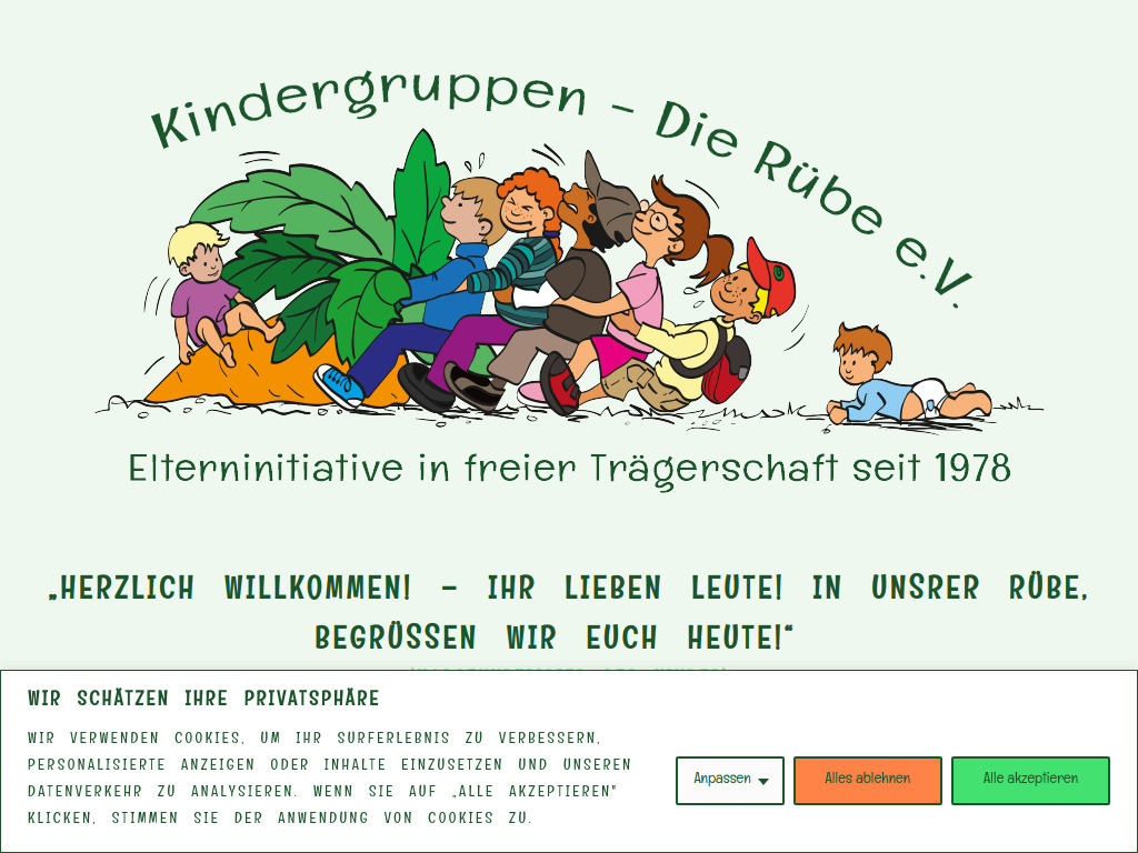Website von Kindergruppen Die Rübe e.V. in Lüneburg