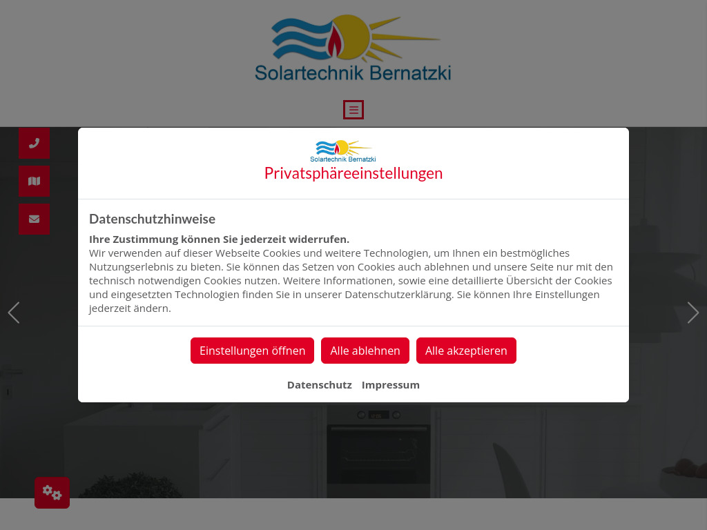 Website von Solartechnik Dietmar Bernatzki in Hattingen
