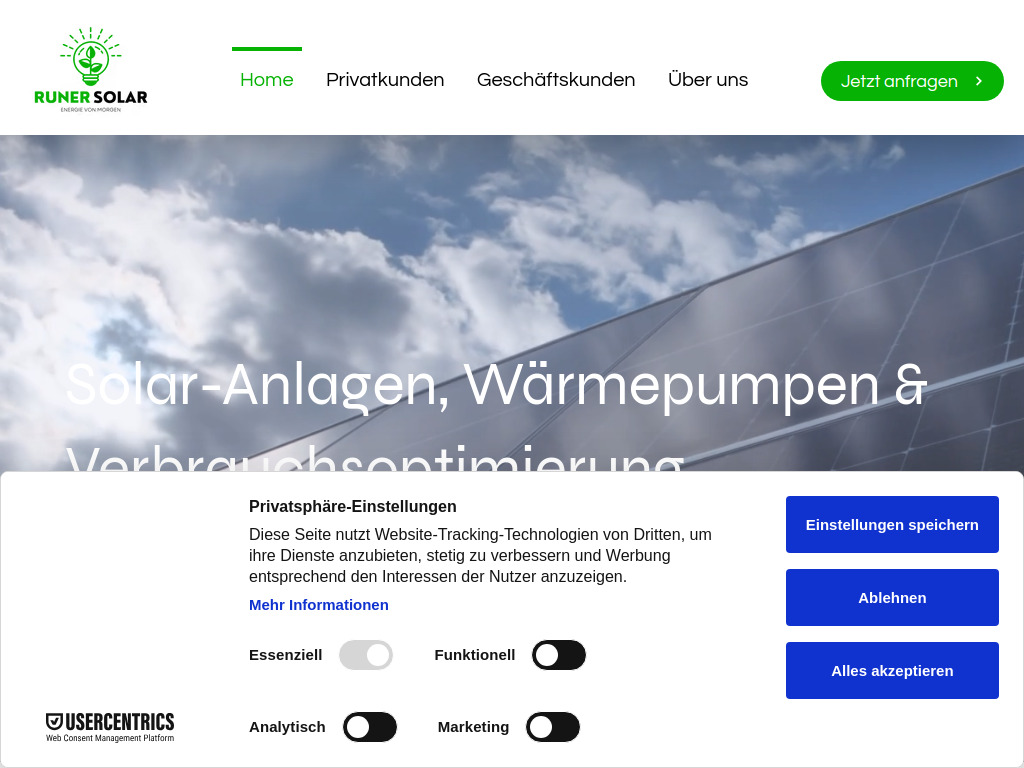 Website von Runer Solar