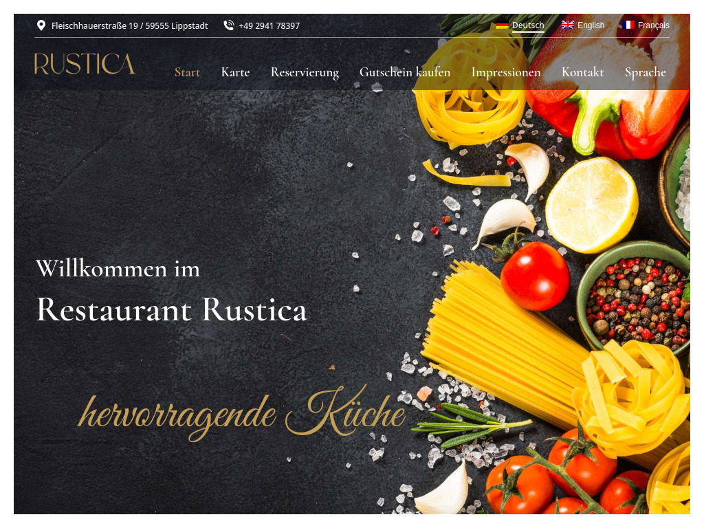 Website von Restaurant Rustica in Lippstadt