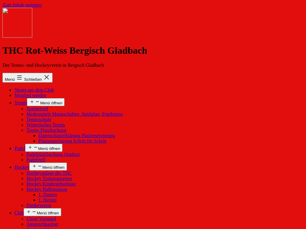 Website von Tennis- und Hockey-Club Rot-Weiß Bergisch Gladbach e.V. in Bergisch Gladbach