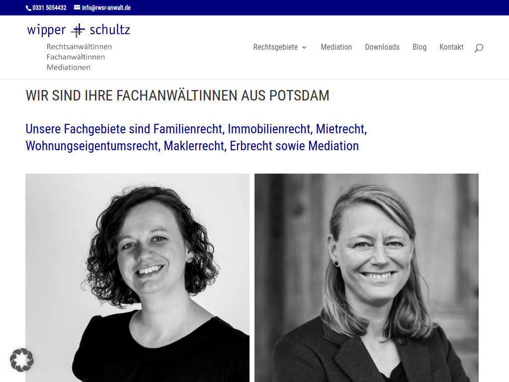 Website von wipper + schultz, Susanne Wipper und Mona Grüneberg GbR in Potsdam