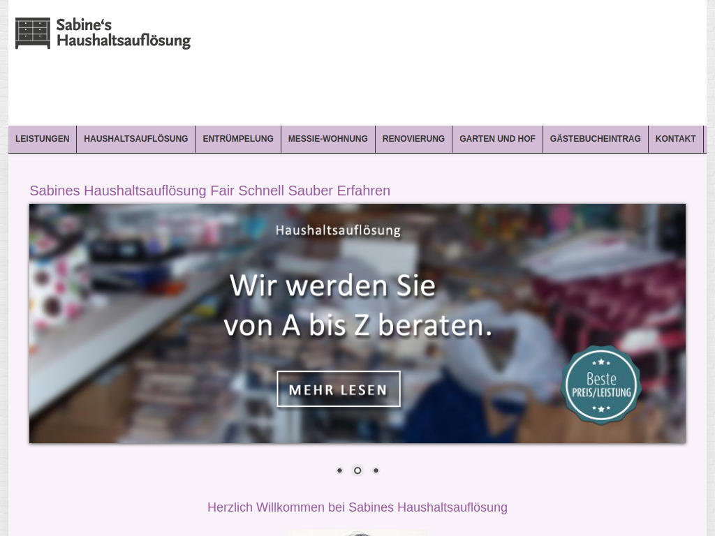 Website von Sabines Haushaltsauflösung in Ludwigshafen