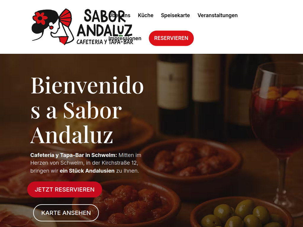 Website von Sabor Andaluz in Schwelm