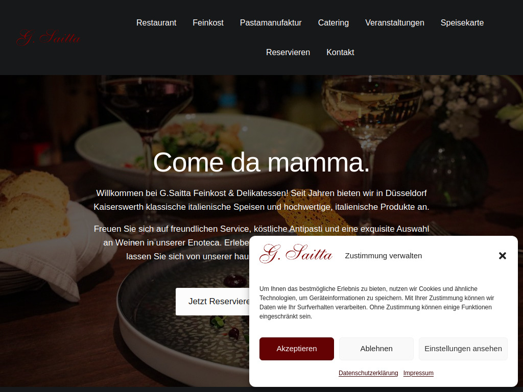 Website von G. Saitta Italienische Feinkost & Delikatessen in Düsseldorf