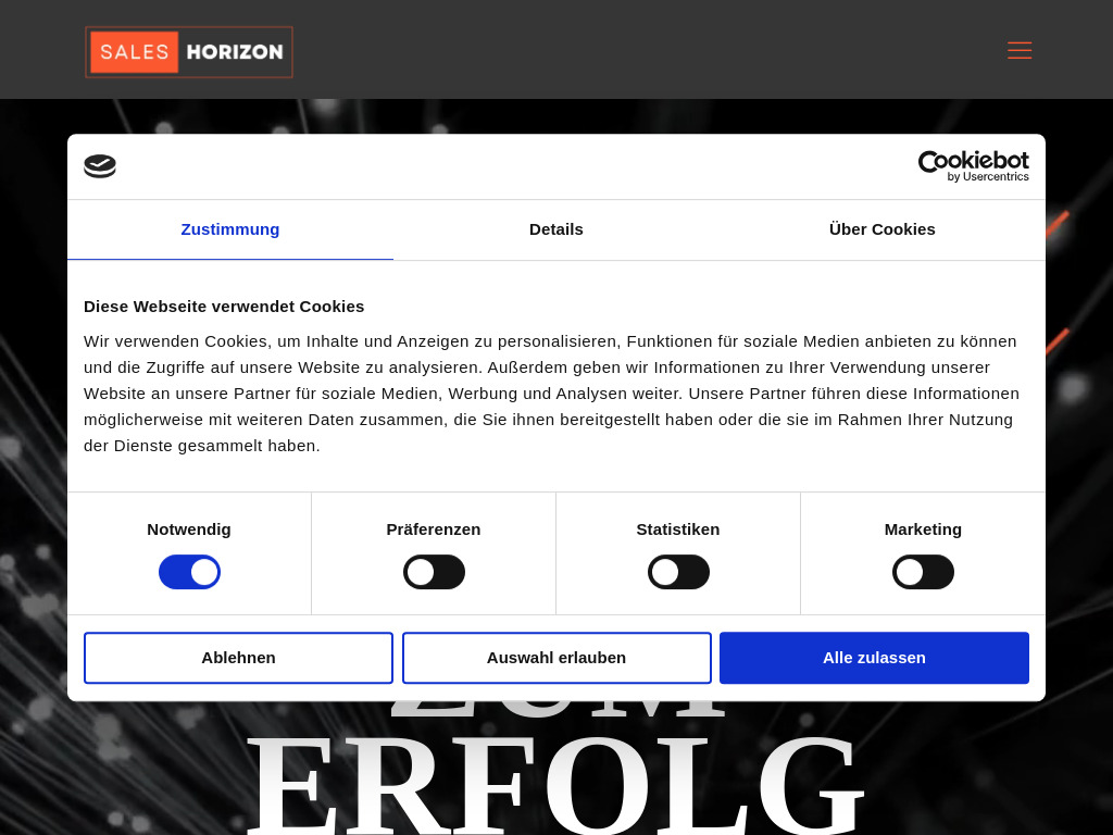 Website von Sales Horizon GmbH in Holzheim