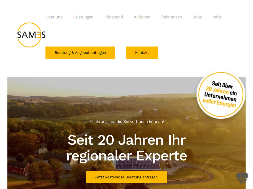 Website von Sames Solar GmbH in Cölbe
