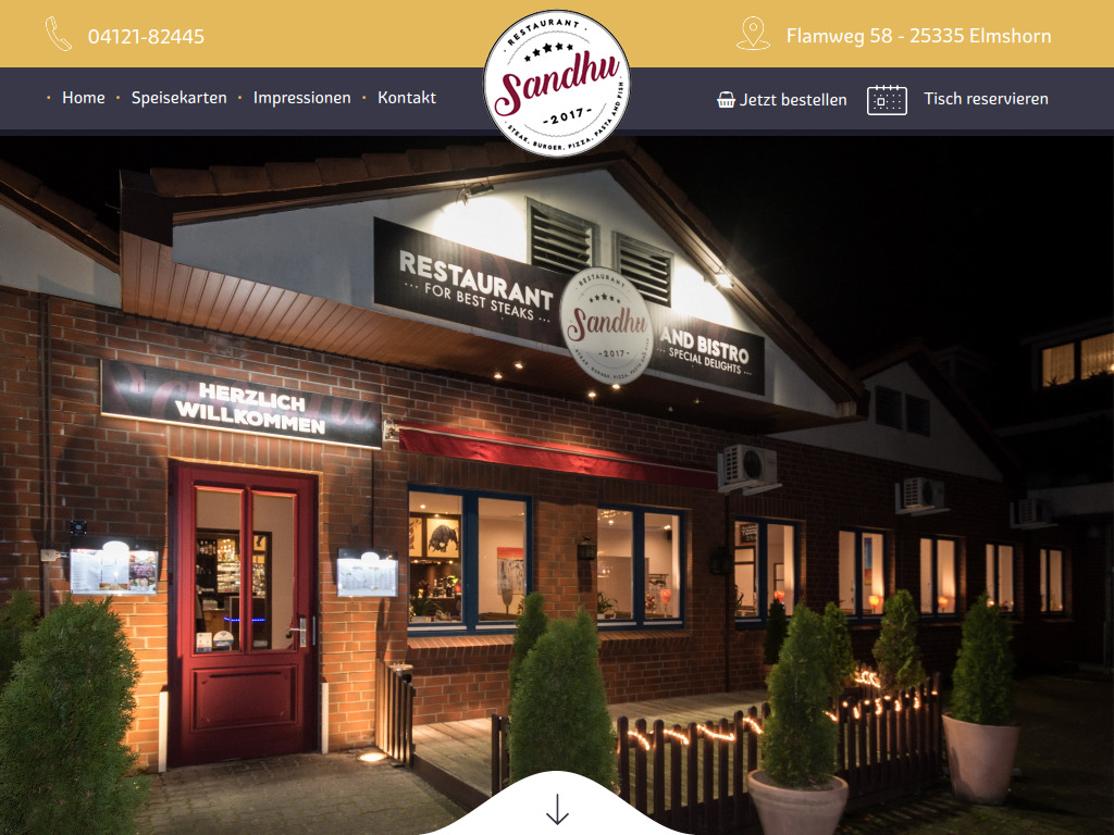 Website von Restaurant Sandhu in Elmshorn