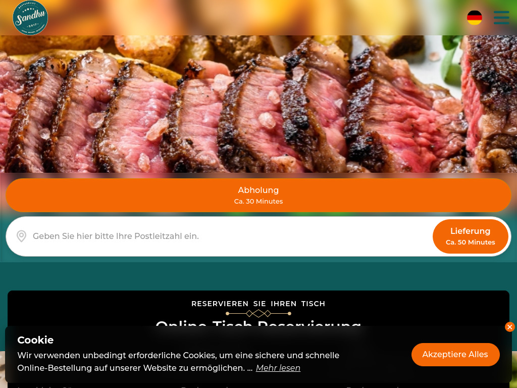 Website von Sandhu Restaurant Elmshorn in Elmshorn