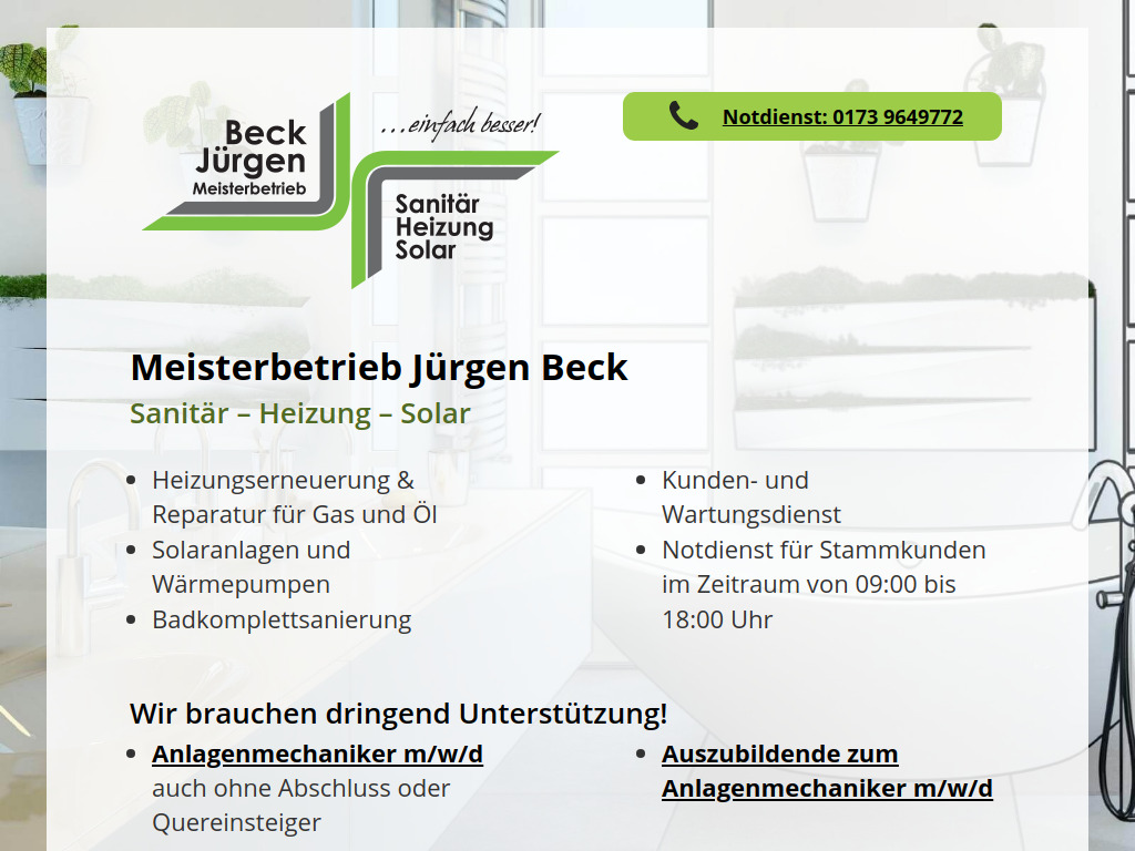 Website von Meisterbetrieb Jürgen Beck in Nürnberg