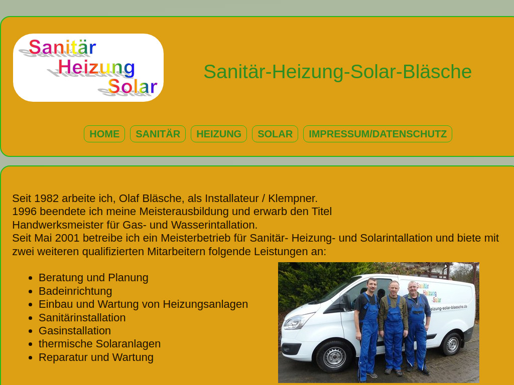 Website von Sanitär-Heizung-Solar-Bläsche in Belgershain