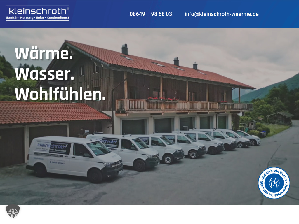 Website von Heizung Sanitär Kleinschroth in Schleching
