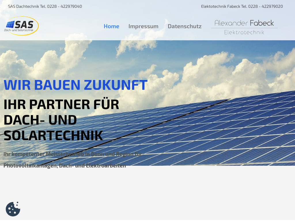 Website von SAS Dach- und Solartechnik GmbH in Bonn