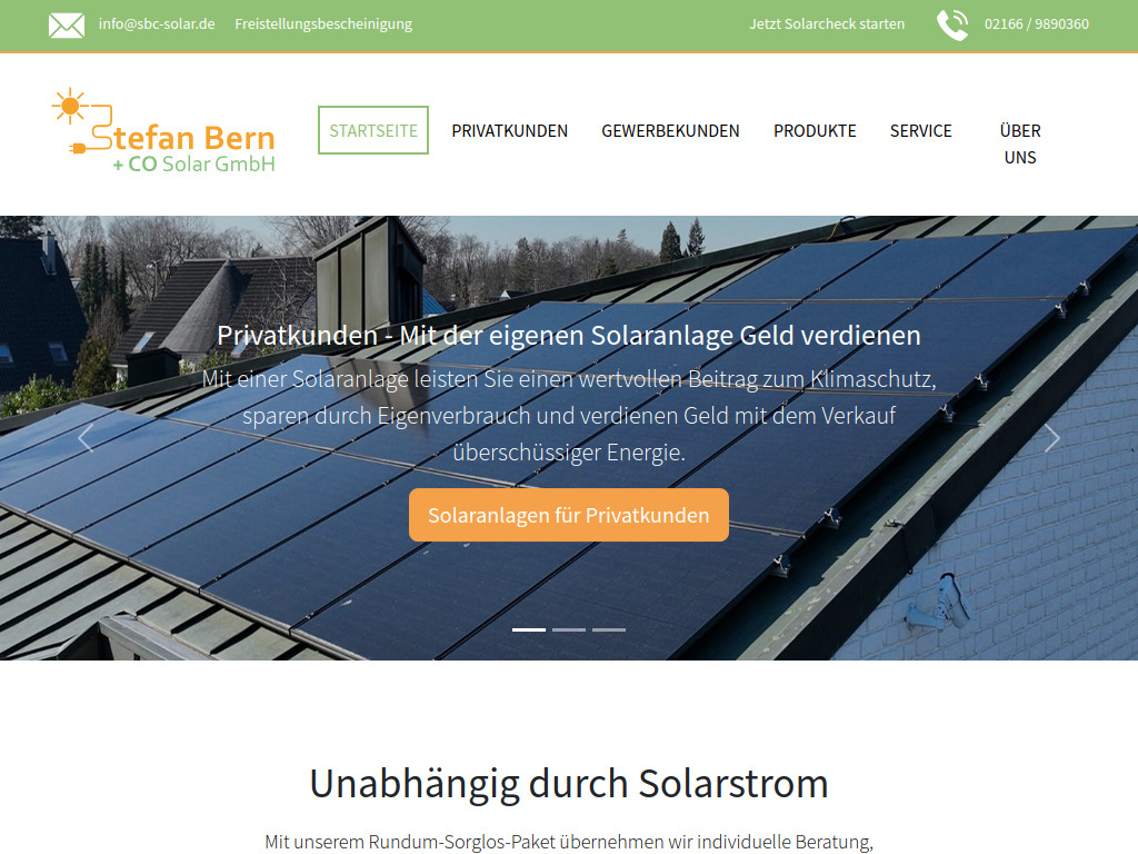 Website von Stefan Bern + CO Solar GmbH in Mönchengladbach