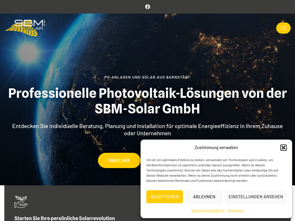 Website von SBM Solar GmbH in Barnstädt