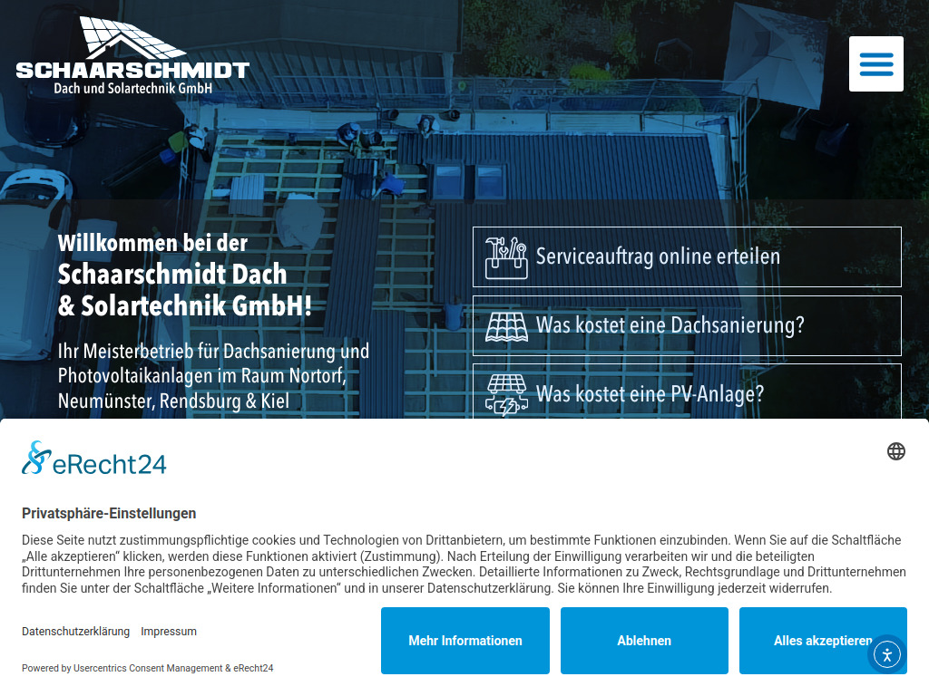 Website von Schaarschmidt Dach und Solartechnik GmbH in Nortorf