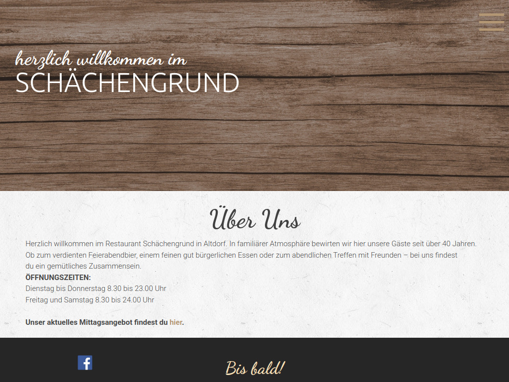 Website von Restaurant Schächengrund in Altdorf