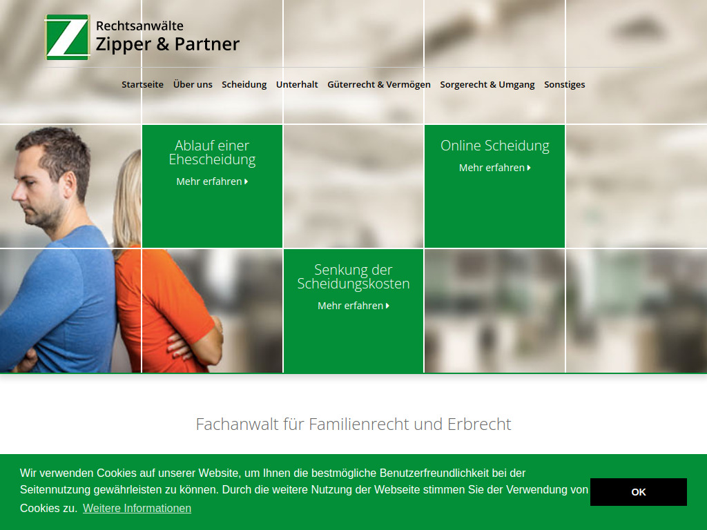 Website von Rechtsanwälte Zipper & Partner in Schwetzingen