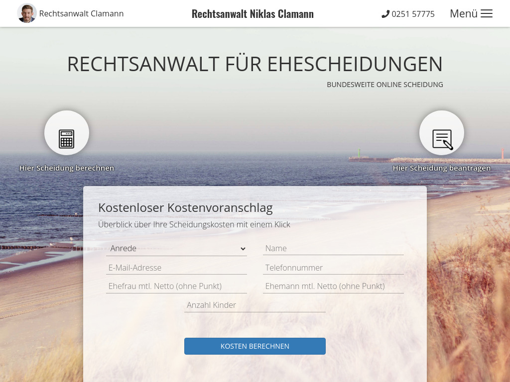 Website von Rechtsanwalt Niklas Clamann in Münster