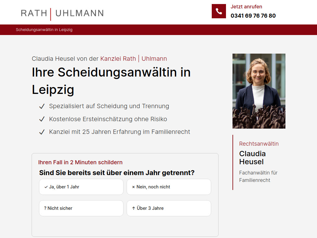 Website von Kanzlei Rath | Uhlmann in Leipzig