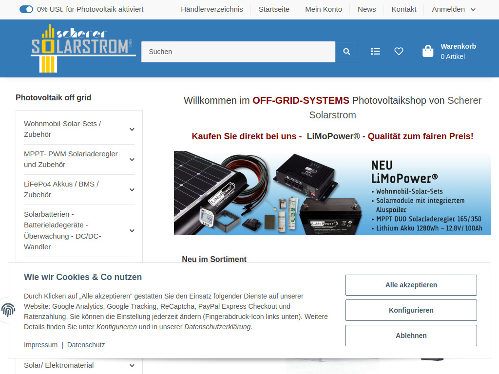 Website von Scherer Solarstrom GmbH in Kraichtal
