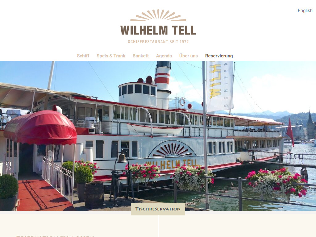 Website von Schiffrestaurant Wilhelm Tell in Luzern