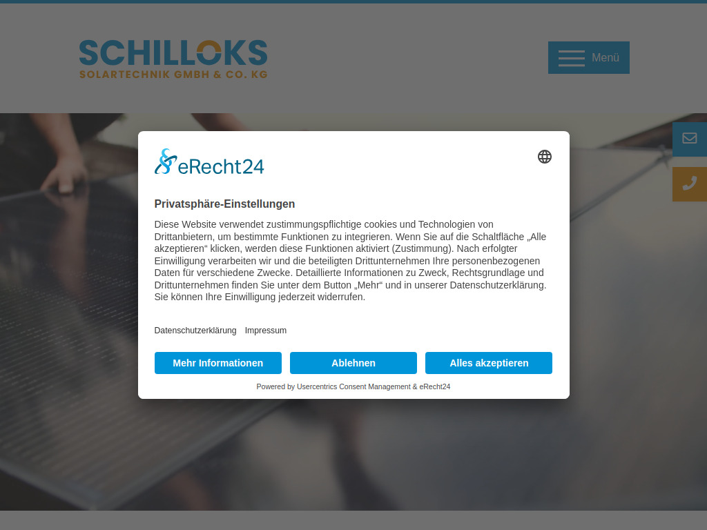 Website von Schilloks Solartechnik GmbH & Co. KG in Lauenburg