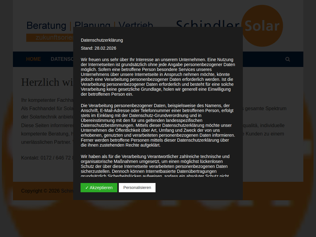 Website von Schindler Solar in Sörup
