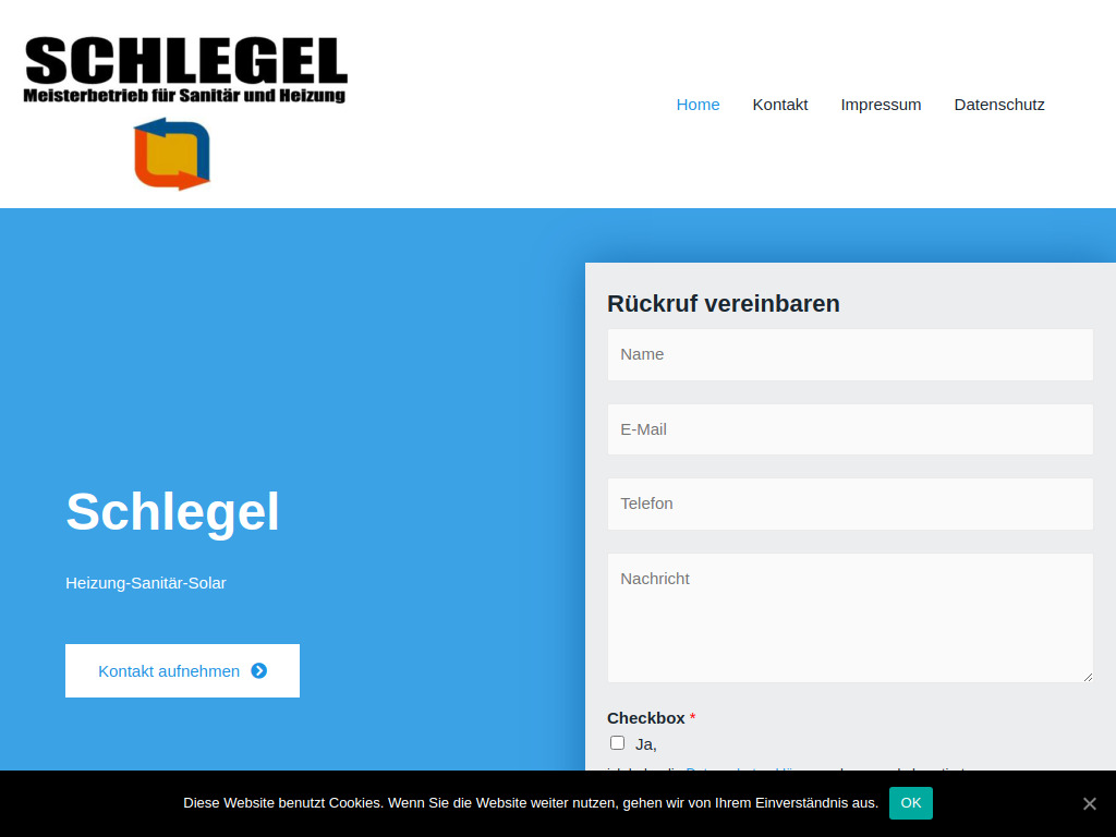 Website von Schlegel Heizung-Sanitär-Solar in Zeitz OT Theißen