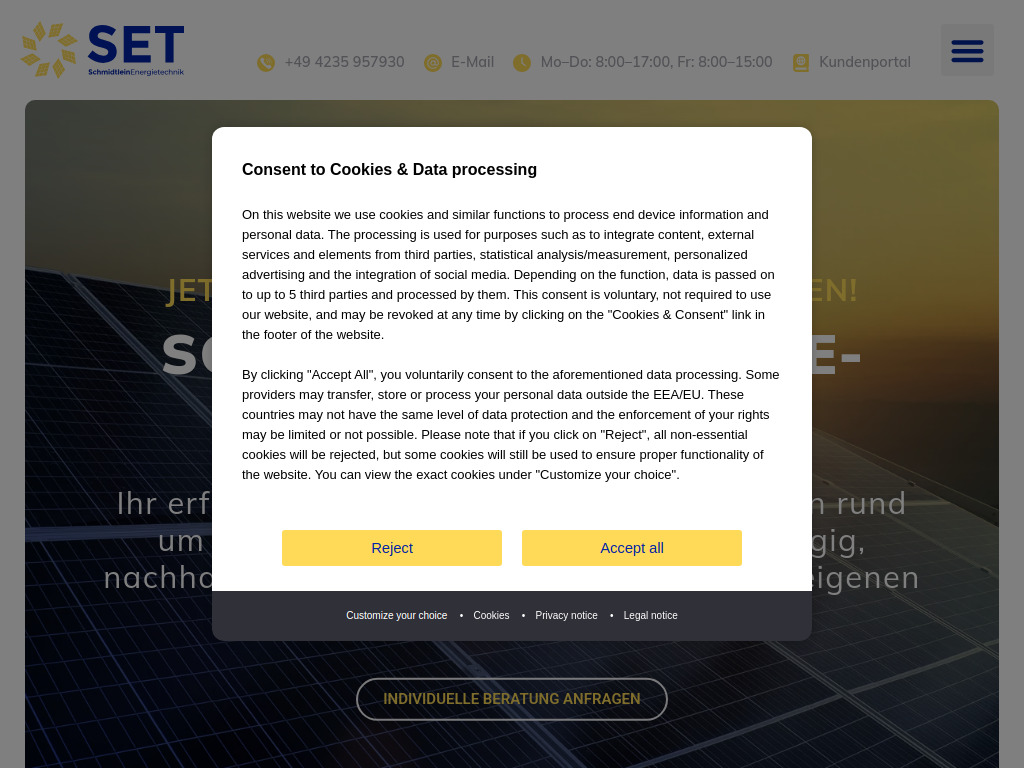 Website von Schmidtlein Energietechnik GmbH in Verden
