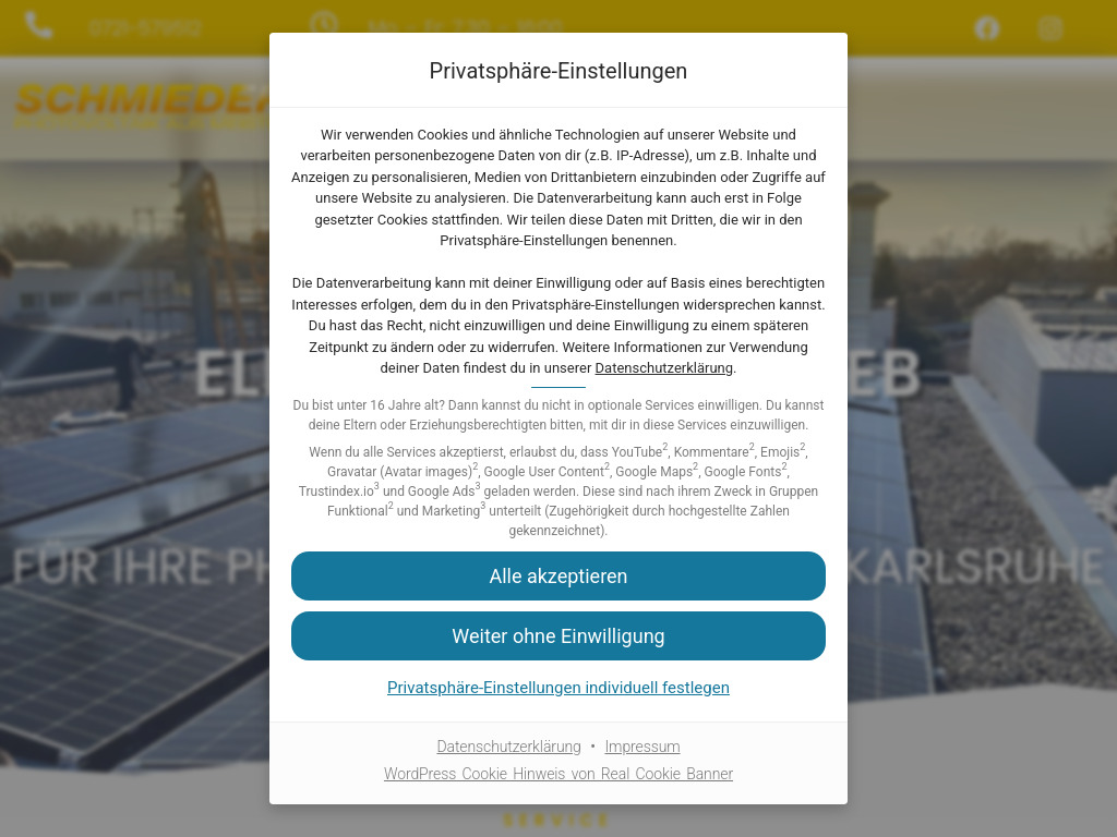 Website von Schmiederer Photovoltaik GmbH & Co. KG in Eggenstein-Leopoldshafen