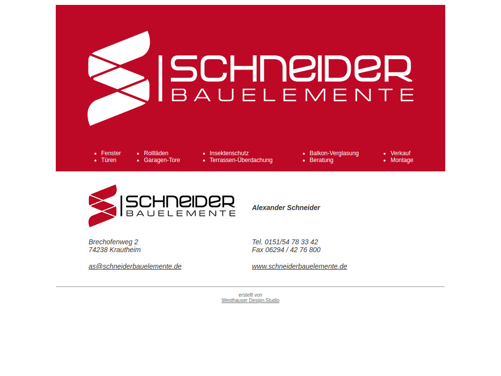Website von Schneider Bauelemente in Krautheim