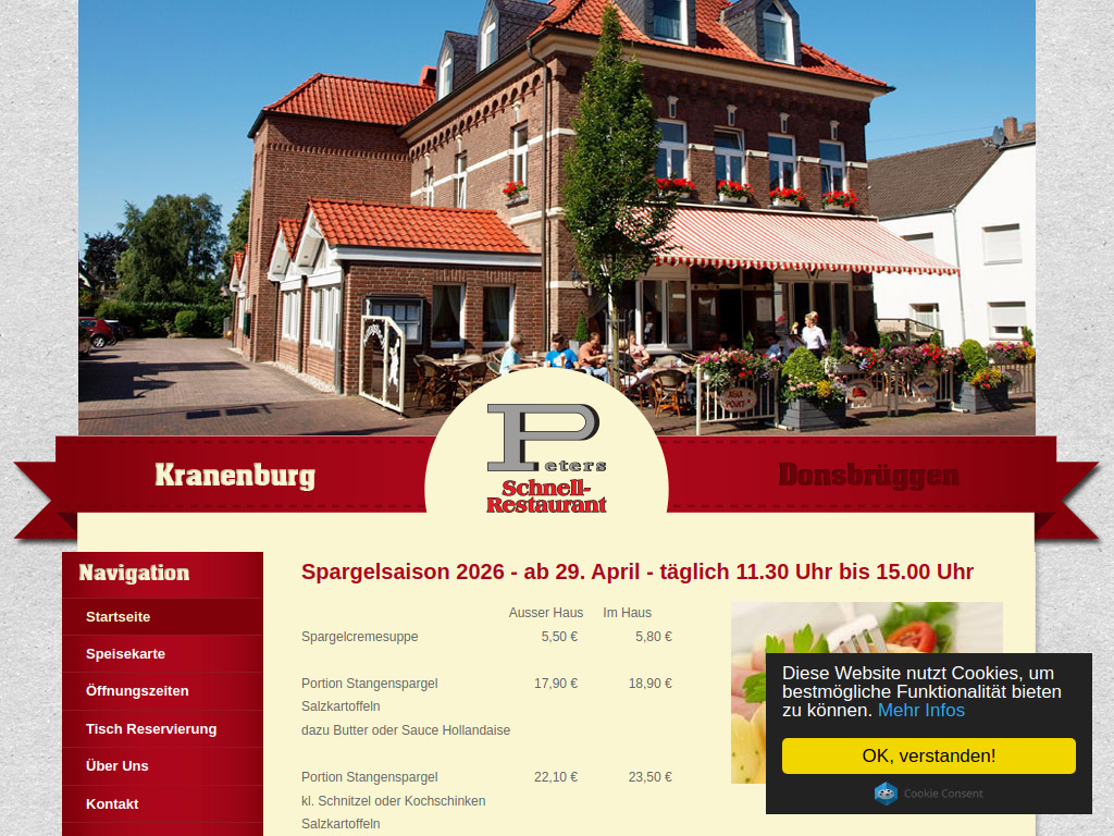 Website von Schnellrestaurant Peters in Kranenburg
