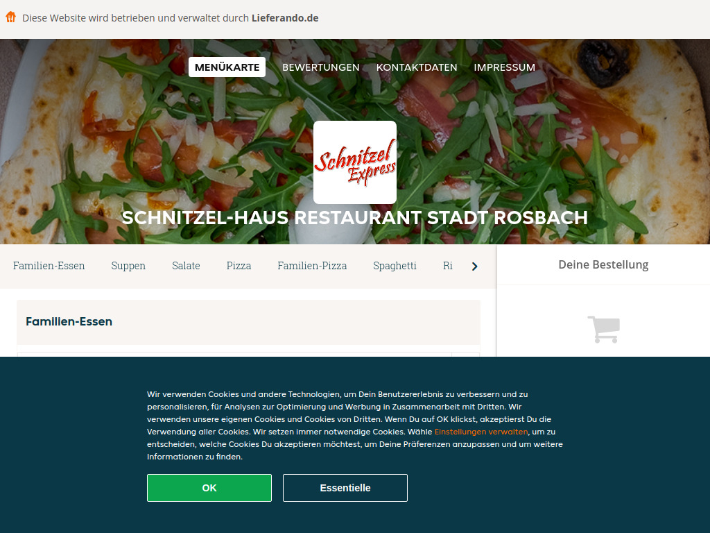 Website von Schnitzel-Haus Restaurant Stadt Rosbach - Essen online bestellen in Rosbach in Rosbach