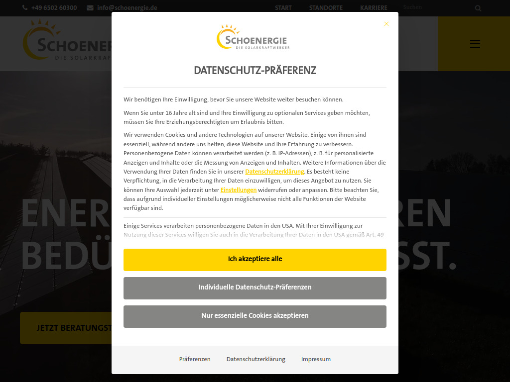 Website von SCHOENERGIE GmbH in Föhren