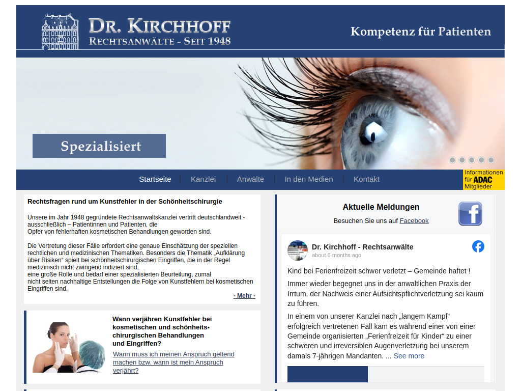 Website von Dr. Kirchhoff - Rechtsanwälte - Seit 1948 in Weilburg/Lahn