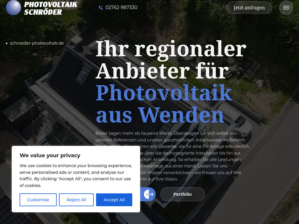 Website von Photovoltaik Schröder GmbH & Co. KG in Wenden