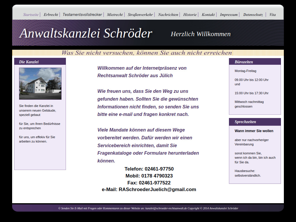 Website von Anwaltskanzlei Schröder