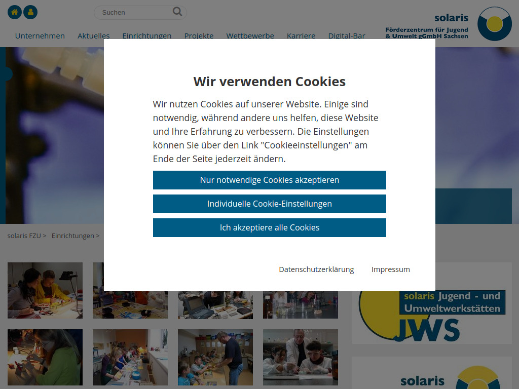 Website von solaris FZU in Chemnitz