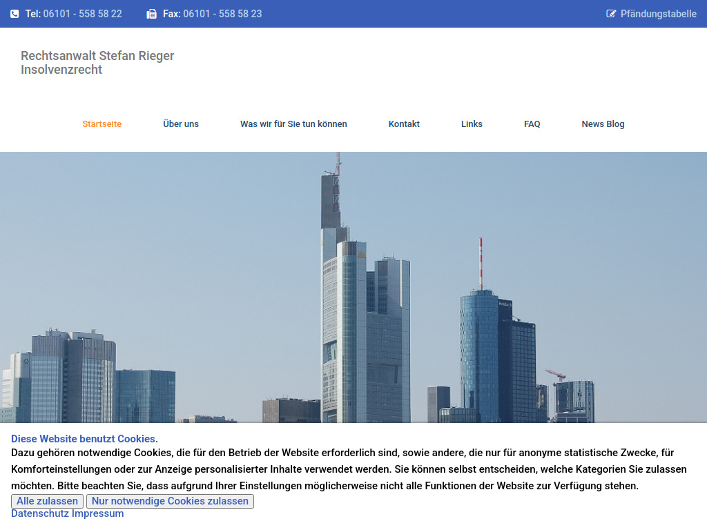 Website von Rechtsanwalt Stefan Rieger in Bad Vilbel