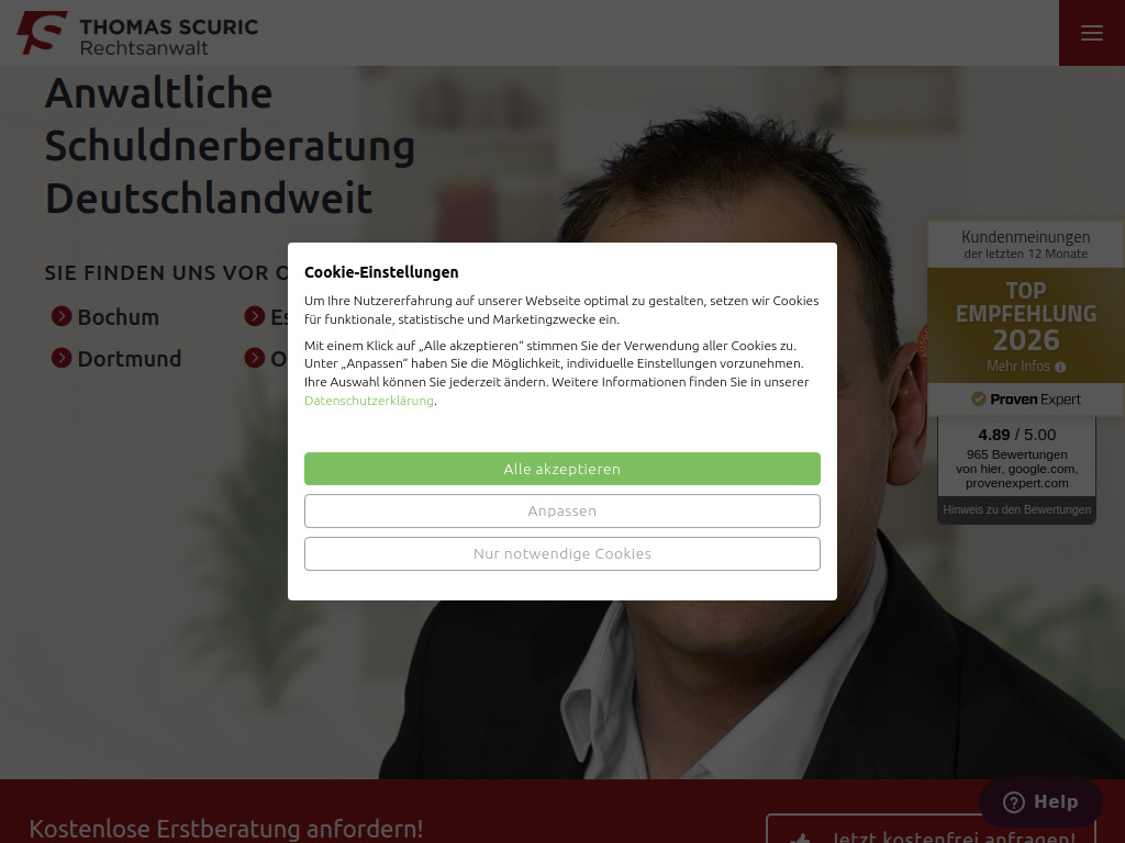 Website von Rechtsanwalt Thomas Scuric in Bochum