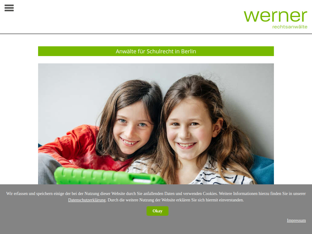 Website von werner rechtsanwälte in Berlin