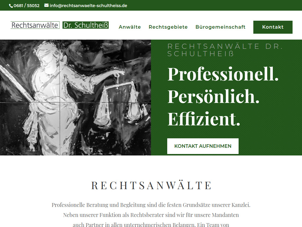 Website von Rechtsanwälte Dr. Schultheiß in Saarbrücken