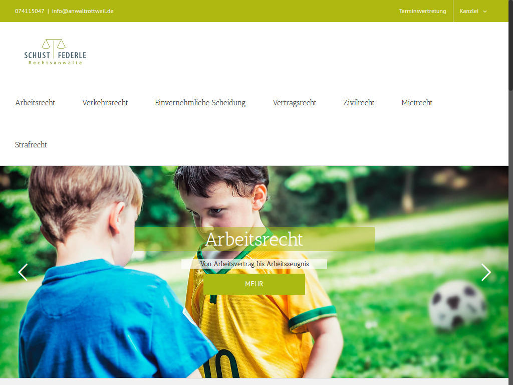 Website von Schust & Federle Rechtsanwälte in Rottweil