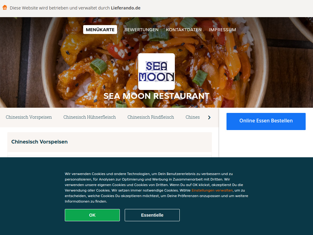 Website von Sea Moon Restaurant - Essen online bestellen in Bremen in Bremen