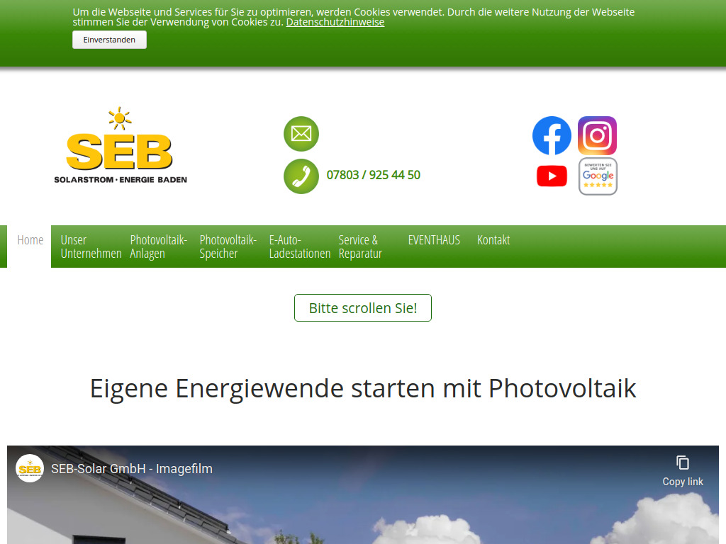 Website von SEB Solar GmbH