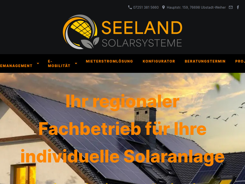 Website von Seeland Solar GmbH in Ubstadt-Weiher