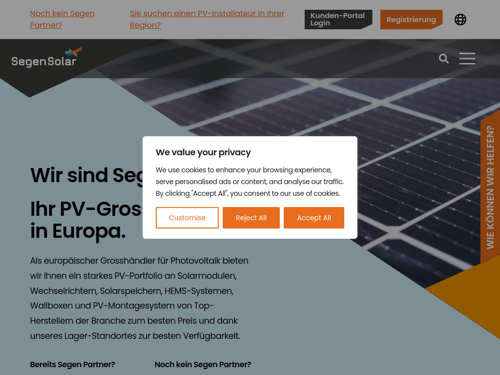 Website von SegenSolar Switzerland GmbH in Bern
